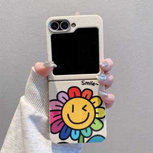 TEMU 화려하고 즐거운 얼굴 G269 상하단 접이식 흑백 TPU 휴대폰 케이스, 삼성 갤럭시 Z 플립 7, 삼성 갤럭시 Z 플립 6, 삼성 갤럭시 Z 플립 5, 삼성 갤럭시 Z 플립 4/3 5G용, 삼성 갤럭시 Z 플립 7 SE/FE용, 풀커버 낙하 방지, 슬림하고 가벼운 휴대폰 케이스