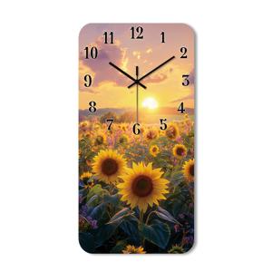 TEMU 1개 무소음 벽시계, 나무 장식형 직사각형 시계 HD 광택 라미네이션 마감, 밭과 시계 숫자 오버레이 디자인, 거실, 주방, 사무실, 옷장 벽, 게스트룸용 (배터리 미포함)