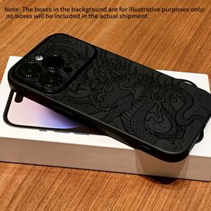 TEMU 폰 케이스: 리니어 드래곤 패턴 블랙 핸디 윈도우 아이폰 17 프로 맥스 폰 케이스 16플러스 16E 16프로맥스 15 14 13 12 11 시리즈 풀 커버리지 충격 방지 보호 폰 소프트 쉘, 크리스마스 및 추수감사절 가족, 자매, 친구 선물용