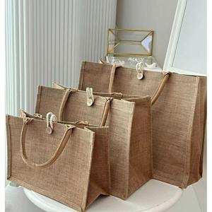 TEMU [] 가벼운 린넨 방수 토트백 에코백 라탄 장바구니 데일리 쇼핑가방 3 Size