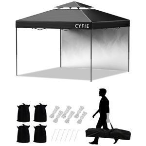 TEMU 3×3m 원터치 접이식 몽골텐트형 캐노피 천막｜강화 스틸프레임·사이드 시트·벤틸레이션·UV차단·1500mm 방수