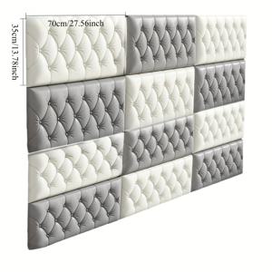 TEMU 12개 자가 접착 3D 폼 벽 패널 - 두꺼운 비닐 범퍼 스티커, 충돌 방지 침대 가드, 쉽게 떼어내고 붙이는 벽지, 침실 및 벽에 적합