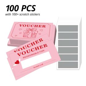 TEMU 100장 빈 DIY 스크래치 카드, 파티 게임 상품, 럭키 티켓 스크래치 카드, DIY 휴일 카드 파티 처벌 카드, 깜짝 스크래치 카드, 생일 선물 카드, 손으로 쓸 수 있는 빈 티켓, 크기: 9x5.4cm/3.5x2.1인치, 파티 행사, 선물 포장, 커플 상호작용 등에 적합