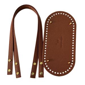 TEMU 바느질 필요 없는 PU 가죽 크로셰 가방 만들기 키트, 타원형 베이스 셰이퍼, 교체용 스트랩 핸들 및 나사식 스터드 8개 포함, 핸드메이드 니팅 DIY 토트백, 핸드백 제작용, 간편한 조립을 위한 사전 드릴 구멍, PU 가죽 액세서리, DIY 지갑 만들기