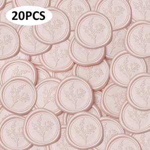 TEMU 20/60개 꽃가지 왁스 실 스티커 수제 봉투 봉인 자체 접착 왁스 스티커 웨딩 파티 초대장, 봉투, 선물 포장, 크리스마스용 (핑크)