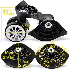 TEMU 2개 A57 수화물 바퀴 교체용 수리 핸드 스피너 캐스터 부품 트롤리 고무 여행용 스피너 아스터 블랙 부품