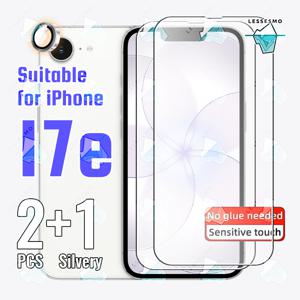 TEMU 아이폰 17E용 디자인 화면 보호 필름 [2+1] 2개 HD 화면 보호 강화 유리 + 1개 은색 카메라 렌즈 보호 필름 [검은색 테두리 없음] 파손 방지 & 스크래치 방지 2.5D 곡면 엣지, 차량용 케이스 호환 9H, 아이폰 16E, 2026년 좋은 게임 경험