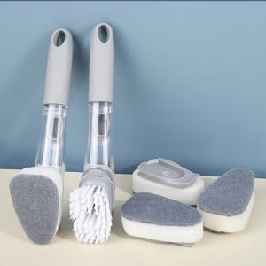 TEMU 1개 주방 냄비 브러쉬 액체 디스펜서 포함, 다기능 접시 브러쉬, 긴 손잡이 오일 브러쉬, 가정용 유압 청소 도구