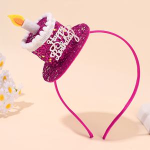 TEMU 1개 3D 생일 파티 케이크 모자 모양 헤어밴드, 반짝이는 패브릭 캔들 장식 헤드웨어, 생일 포토 촬영 & 코스튬용