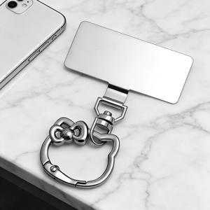 TEMU 회전식 스테인리스 스틸 고양이 모양 스프링 버클 휴대폰 랜야드 커넥터 1개, 링크 걸쇠, 휴대폰 케이스 뒷면 스티커 랜야드 클립, 범용 휴대폰 커넥터 플레이트, 꽃무늬 메탈 링 버클, 키링, 야외용 휴대용 낙하 방지, 라이트 럭셔리 분실 방지 소형 액세서리