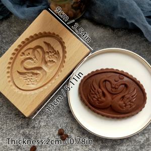 TEMU 3D 목재 쿠키 몰드, 동물이 새겨진 패턴, 주방 베이킹 도구, 쿠키 펀당 케이크 장식, DIY 쿠키 커터 몰드, 크리스마스 데이용, 스완 새 물고기 쥐쥐