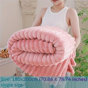 TEMU 고급 인조 토끼털 담요, 솔리드 컬러 스타일 - 부드럽고 따뜻한 제품, 소파, 침대, 사무실 및 여행용 다목적 아이템, 완벽한 선물