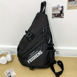 TEMU 남성용 트렌디 대용량 체스트백, 스포츠 싱글 숄더백, 사이클링 백, 워크백, 캐주얼 기능성 크로스바디 백