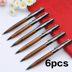 TEMU 6개 세트 고급 수제 로즈우드 에보니 사인펜 금속 클립 리트랙터블 블랙 만년필 + 무료 레이저 각인, 비즈니스 오피스 문구 졸업 선물 생일 선물 맞춤형 펜 학교 사무실 필기용, 스승의 날 선물 남성/여성/아빠