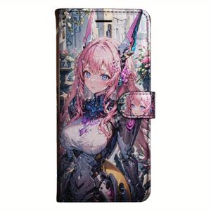 TEMU 아이폰 5, 6, 6S, 7, 8, X, XS, XR, SE2 2020, SE3 2022, 11, 12, 13, 14, 15, 16 Mini, Plus, Pro, MAX 버전과 호환되는 홀더 스탠드가 있는 애니메이션 자석 지갑 케이스.