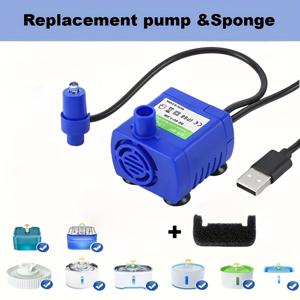 TEMU 고양이 정수기 펌프 (교체용 스펀지 포함), 원형, 큐브, 고양이 정수기 호환, 애완용 펌프 교체용, 배터리 없음
