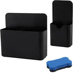 TEMU 자석 펜 홀더 3개 세트, 대용량 마그네틱 스토리지 박스, 화이트보드 & 냉장고용 강력 자석 마커 보관함, 화이트보드 지우개 포함