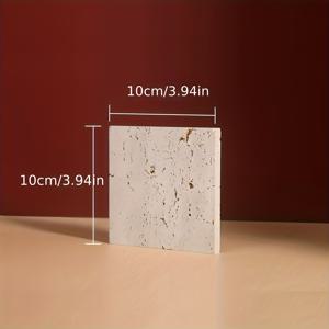 TEMU 장인 정신으로 제작된 천연 트라베르틴 구멍 스톤 주얼리 홀더 & 베이지 화장대 트레이 (메이크업, 귀걸이 디스플레이용), 미끄럼 방지 코스터 + 다용도 사이즈 마블 큐브 장식 블록 (홈 오피스, 책꽂이, 문 막이, 와비 사비 선반 데스크 만텔 장식용)