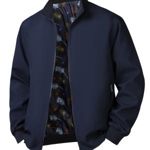 TEMU 남성용 봄/가을 자켓, 지퍼 스탠드 칼라 캐주얼 탑 스포티 트렌디 자켓