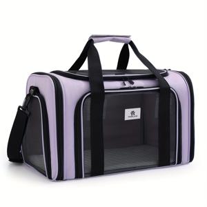 TEMU 고양이 & 소형견용 휴대용 소프트사이드 애완동물 캐리어 가방, 상단 & 전면 통기성 메시 패널, 폴리에스터 손잡이 & 조절 가능한 어깨 스트랩이 있는 다중 개방형 여행용 애완동물 가방, 지퍼 잠금, 가벼운 강아지 여행 가방 (수의사 방문, 자동차, 기차용)