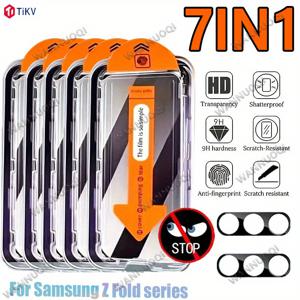 TEMU 갤럭시 Z 폴드 7용 5+2 팩 프라이버시 스크린 보호필름 외부 강화유리 5팩 + 카메라 렌즈 보호필름 2팩, 풀 커버리지, 케이스 친화적, 삼성 갤럭시 Z 폴드 6/폴드 5/폴드 4/폴드 3/폴드 2용
