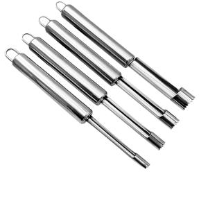 TEMU 스테인리스 스틸 과육씨 제거기 4개 세트, 과육씨를 빠르게 제거하는 코어 제거 도구, 스테인리스 스틸 주방 도구, 사탕 코팅 사슴开启, 대추, 앵두, 사과 씨 제거기