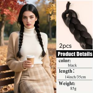 TEMU 2개 여성용 합성 섬유 연장 브레이드 포니테일 헤어 익스텐션 - 헤어밴드 포함, 14/18/22인치, 데일리 웨어, 할로윈, 크리스마스 및 기타 축제용