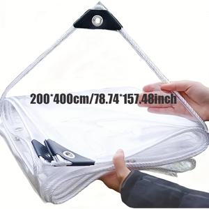 TEMU 10밀 투명 PVC 두꺼운 내구성 방수 천, 가을 캠핑 필수 액세서리, RV, 테라스, 현관, 야외 보트에 적합, 수영장 보호 커버로도 사용 가능