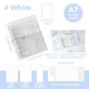 TEMU 1개 RosyPosy A7 삼단 소프트 커버 루즈리프 노트북 - 투명 PVC 바인더, 링 바인딩, 분리 가능한 플래너 페이지, 휴대용 A7 사이즈, 저널링, 정리, 오피스 용품 (불렛 저널링 & 플래너에 적합)