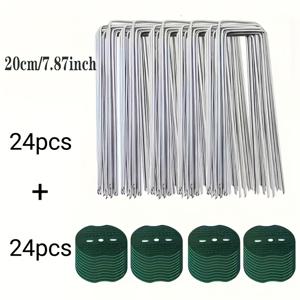 TEMU 3.93인치/5.9인치/7.87인치*1.57인치 다중 사이즈 녹색 흰색 구멍 가시성 강화, 파이프 필름 못, 야외 텐트 고정 아연 도금 강철 못 다목적 바닥 바늘 잔디 패브릭, 정원, 텐트, 캠프 파일, 금속 파일 장식용