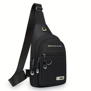 TEMU 남성용 멀티펑셔널 크로스바디 체스트백 - 헤드폰 포트 & 멀티레이어 수납, 조절 가능한 스트랩, 내부 포켓, 핸즈프리 오디오 호환 - 스마트폰/전자기기용 아웃도어 여행 하이킹 짐백 - 캐주얼 스타일 선물