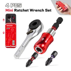 TEMU GEINXURN 산업용 수공구 3개/4개 미니 라쳇 렌치 세트, 자석식 연장봉 포함, 고경도, 고토크, 쉽게 접근할 수 있는 푸시풀 케이스, 컴팩트하고 휴대 가능, 언제든지 쉬운 측정을 위한 측정캡 디자인