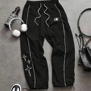 TEMU 남성 트렌디 운동복 긴 바지, 스타일리시한 프린트 패턴, 통기성 좋고 답답하지 않은 편안한 원단, 모든 계절에 적합