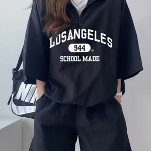 TEMU 캐주얼 트레이닝복 세트 여성 여름 2026 신상 반팔 반바지 캠퍼스풍 귀여운 소녀 달리기 2종 세트