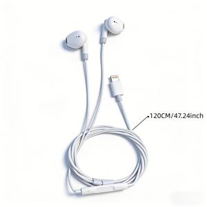 TEMU 아이폰용 클래식 화이트 스타일 인이어 헤드폰, 마이크 및 볼륨 조절 기능, iPhone 14/14 Pro/14 Pro Max/13/12 Mini/SE/11/X/XS Max/XR/8/7 Plus 호환