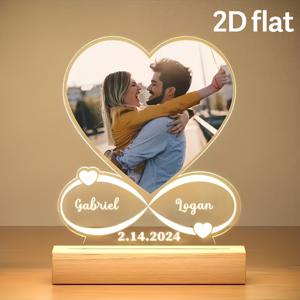 TEMU [2D 플랫] [2D 플랫] 클래식 스타일의 이름과 날짜가 특징인 맞춤 아크릴 사진 로고 (직선형 슬롯 스탠드 포함), 데스크탑 디스플레이에 적합한 다용도 홈 및 주방 장식