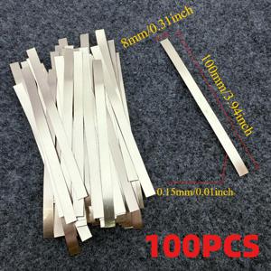 TEMU 100개 니켈 도금 강철 스트립 - 18650/21700/26650 배터리 스팟 용접용, 고강도 니켈 플레이트, 리튬이온 배터리 연결 부품, 스팟 용접기, DIY 및 전문 배터리 제작용 (니켈 시트)