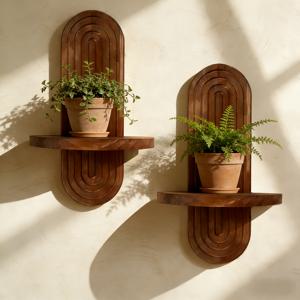 TEMU 스타일 나무 선반 2개/4개 세트, 천연 원목 선반, 벽걸이형 수납 선반, 욕실용 행잉 선반, 거실, 침실, 욕실, 주방에 적합, 아로마테라피, 양초, 식물 수납 가능