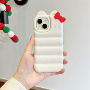 TEMU 보우노트 고양이 귀 다운 자켓 휴대폰 케이스, 아이폰 17 16 15 14 13 프로 맥스 플러스용 낙하 방지 보호 케이스/크리스마스