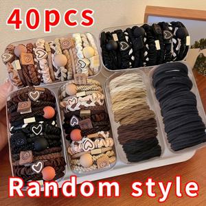 TEMU 40개 스타일 헤어 타이 세트, 달콤하고 귀여운 팔찌 스타일 탄성 헤어밴드, 하트와 해피 페이스 장식, 머리카락에 부드럽고 일상 사용에 완벽한 포니테일 홀더
