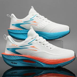 TEMU 남성용 초경량 캐주얼 운동화, 프로 마라톤 런닝화, 카본 플레이트 쿠션, 트레이닝 스포츠화, 통기성 좋은 로우탑 디자인, 형광 갑피, 사계절 훈련용 TPR 밑창, 헬스, 트랙 및 필드