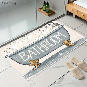 TEMU [제품] 라이트 그레이 블루 모기집 패턴 미끄럼 방지 매트, 욕실 카펫/욕실 미끄럼 방지 매트 2D 플랫 850G/M² 미끄럼 방지/부드러운 플란넬, 욕실/샤워 룸/화장대/화장실 옆/건조/습기 분리 구역 간편한 따뜻한 스타일/레터 요소 편안한 관계