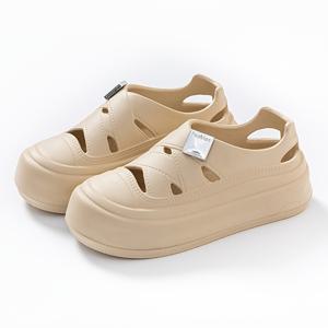 TEMU 클라우드필 3cm 통굽 여성용 샌들, 여름 아웃도어 EVA 미끄럼 방지 통기성 무취 비치 슬리퍼, 여성 신발