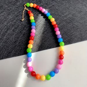 TEMU 인기 여성용 목걸이 패션 유럽 및 미국 스타일 컬러 비즈 목걸이 캔디 컬러 초커 쇄골 체인 스타일 액세서리 라마단 축제 주얼리 축제 생일 기념일 쇼핑 파티 선물