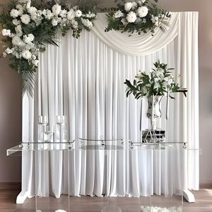 TEMU 1개, 118*58인치/10피트*5피트, 화이트 새틴 배경 커튼, 비투명 새틴 원단 커튼, 결혼식 파티, 약혼식, 행사, 무대 장식, 기념일 파티, 생일 파티, 결혼식, 헨 나이트 장식에 적합한 사진 배경