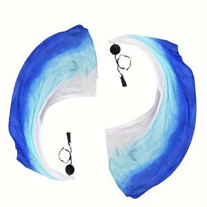 TEMU 벨리댄스용 2세트 컬러풀 베일 포이 리본 포이 던지기 공 포이 던지기 공 스카프 포이 스트리머 포이 볼 포함, 벨리댄스 공, 파티 댄스 공연용