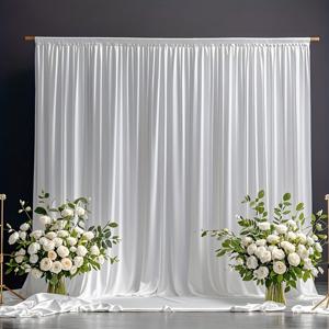 TEMU 10피트 x 6.6피트 크기의 흰색 배경막 1개. 웨딩 파티, 사진 배경, 웨딩 장식 및 생일에 적합하며, 주름이 나지 않는 폴리에스터 원단으로 제작되었습니다.