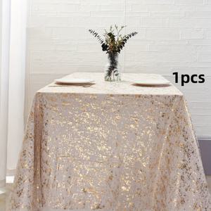 TEMU 1개 150x305cm 골드 글리터 테이블보 - 웨딩, 브라이덜 샤워, 생일 파티, 크리스마스, 할로윈, 새해를 위한 완벽한 테이블 장식
