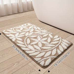 TEMU 1개 빈티지 디자인의 플러시 욕실 러그, 흡수성이 뛰어나고 부드러움, 미끄럼 방지 표면 특징, 욕실, 싱크대, 욕조 및 샤워 공간에 적합, 가을 홈 데코레이션에도 적합