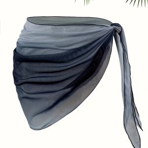 TEMU 여성 블랙-그레이 그라데이션 랩 스커트, 비치 하프 스커트